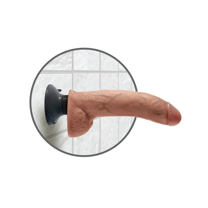 King Cock 9 Vibrating Cock With Balls Tan Pipedream Female Sex Toys