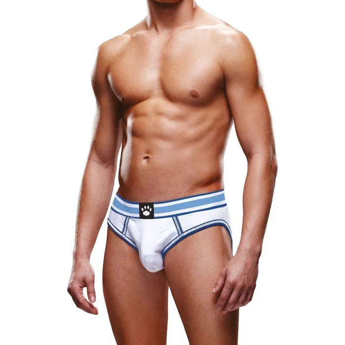 Prowler Open Back Brief White/Blue | Prowler Vibrators