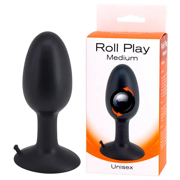Anal Seven Creations Roll Play Black Medium 10 cm Butt Plug with Internal Ball Anal Seven Creations Roll Play Black Medium 10 cm Butt Plug with Internal Ball