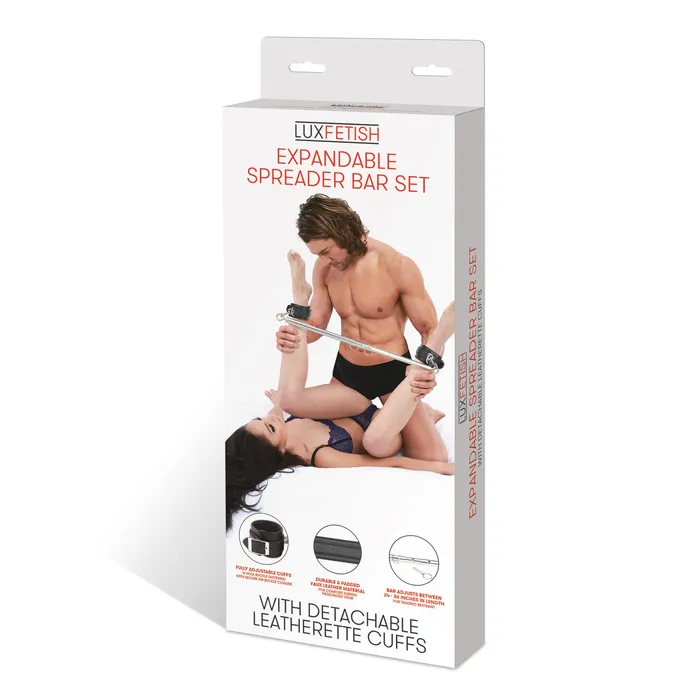 Couples Lux Fetish Expandable Spreader Bar Set 35 47 With Detachable Leatherette Cuffs