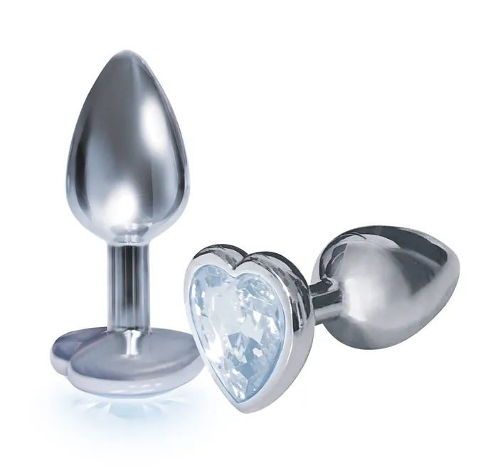Anal Icon Brands The 9s the Silver Starter Heart Bejeweled Stainless Steel Plug Diamond