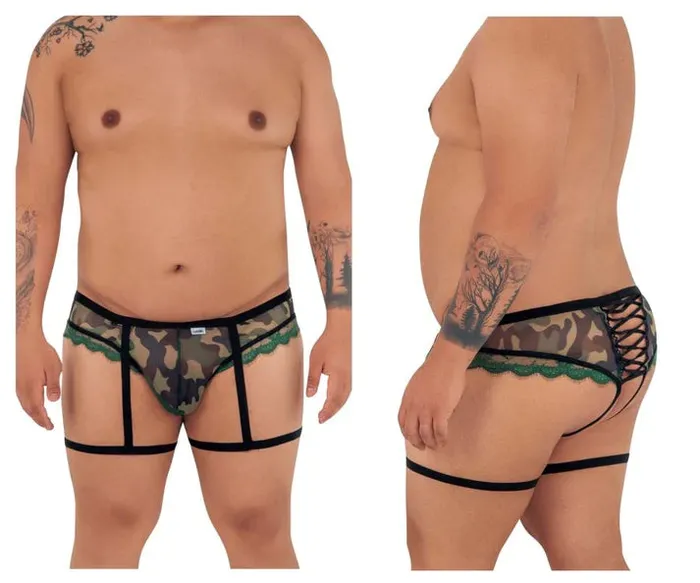 Camo PeekaBoo Thong Garter Candyman Male Sex Toys