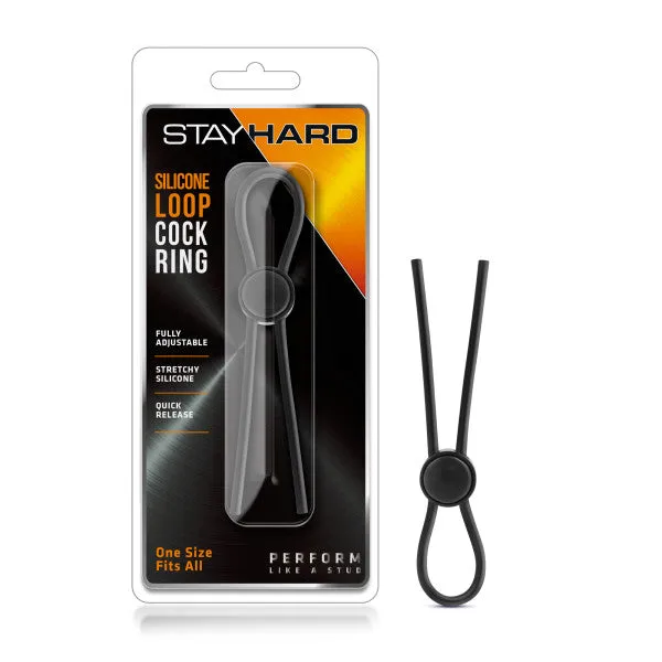 Blush Novelties Male Sex Toys Stay Hard Silicone Loop Cock Ring Black