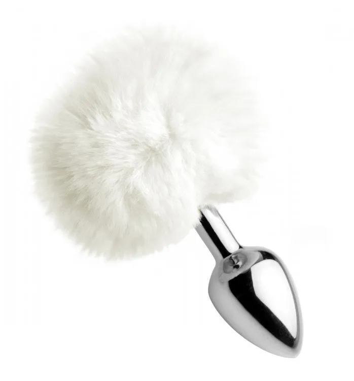 Male Sex Toys XR Brands White Fluffy Bunny Tail Anal Plug